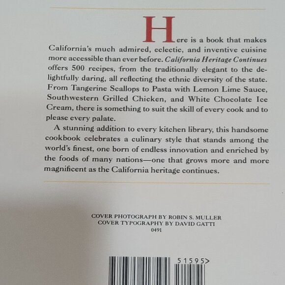 California Heritage Continues Cookbook Junior League of Pasadena 1991 Recipes - Picture 11 of 12